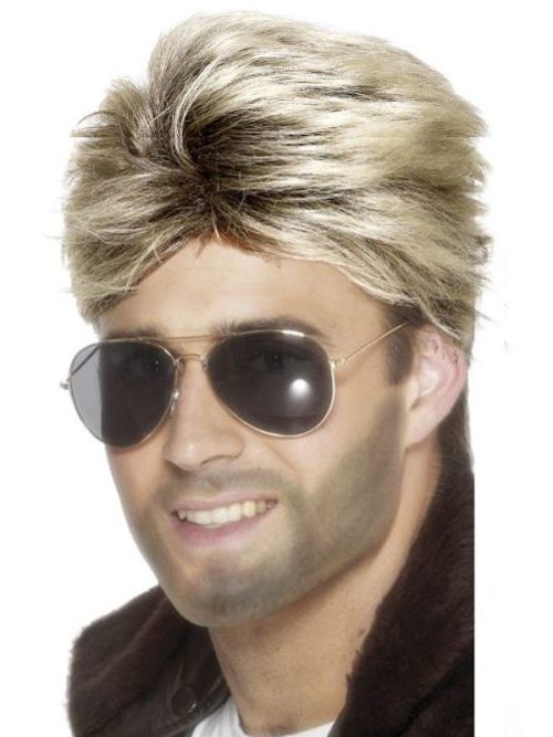 George Michael 80's Wig - Optional Glasses & Stubble Make up