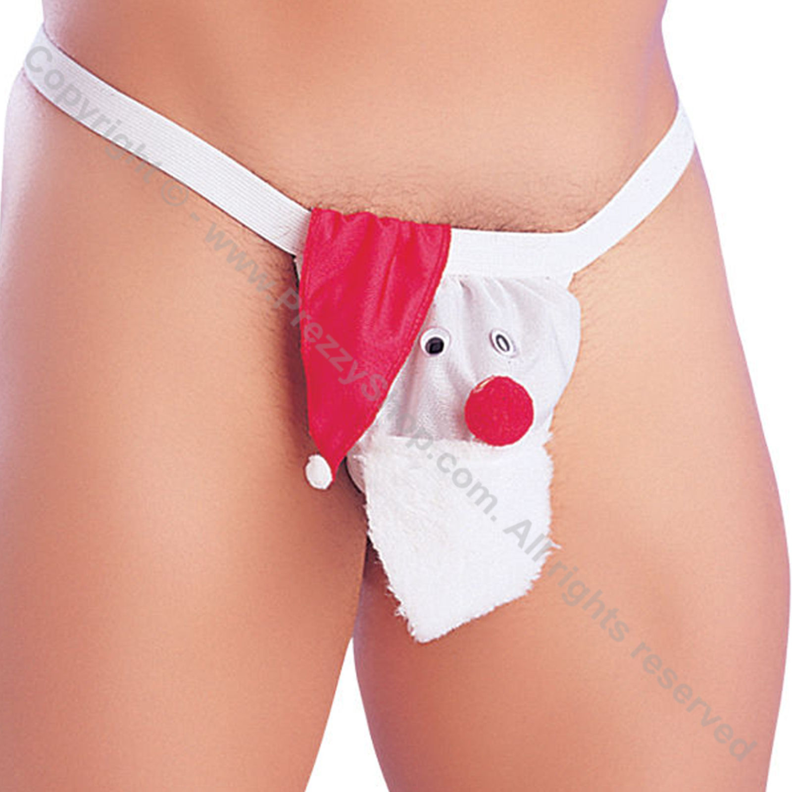 FEESHOW Mens Santa Hat Design G-String Thongs Fantasy Novelty Gift Secret  Santa Bikini Xmas Christmas Posing Pouch Thong