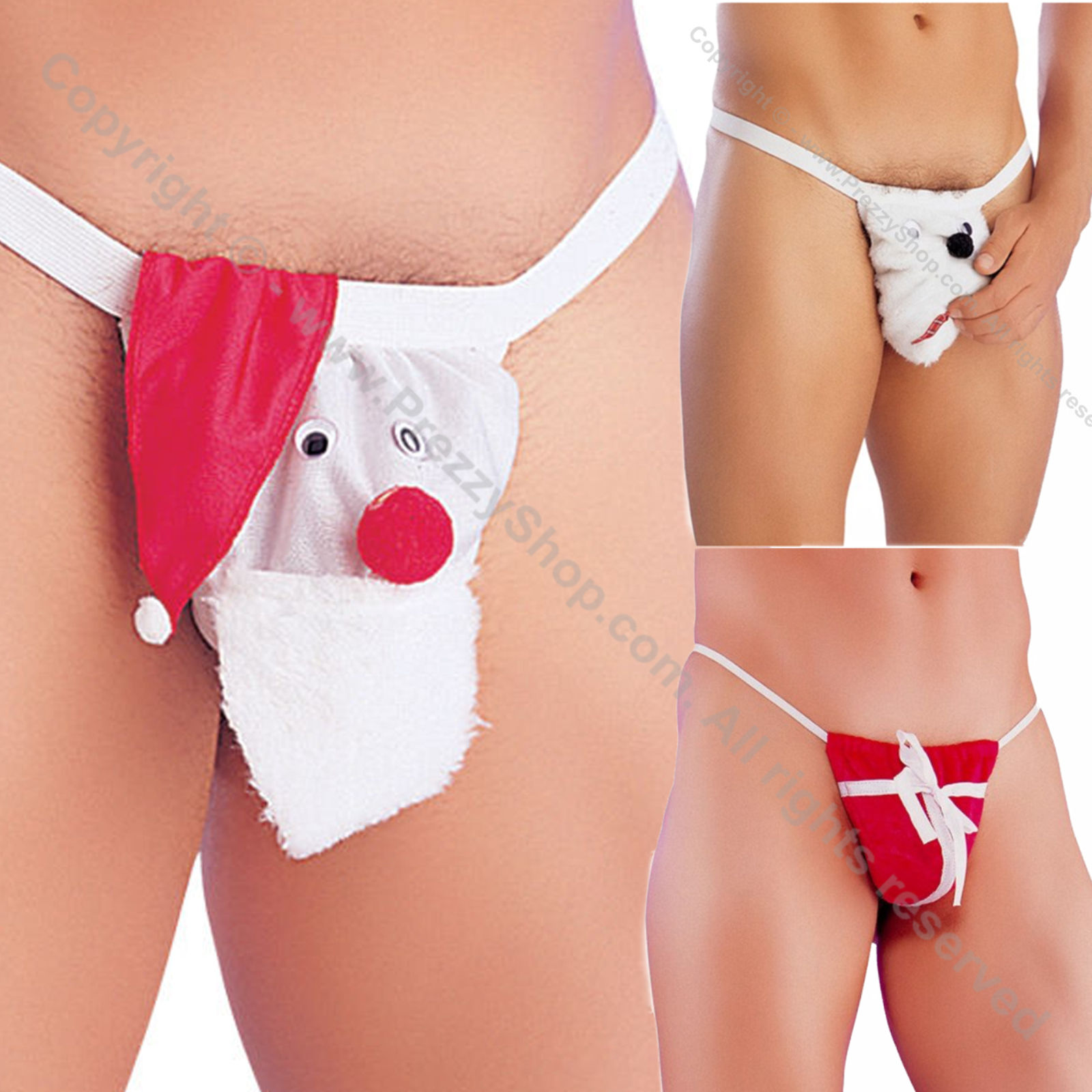 Mens Christmas Santa Snowman Parcel Posing Pouch Thong Secret Santa Xmas  Gift